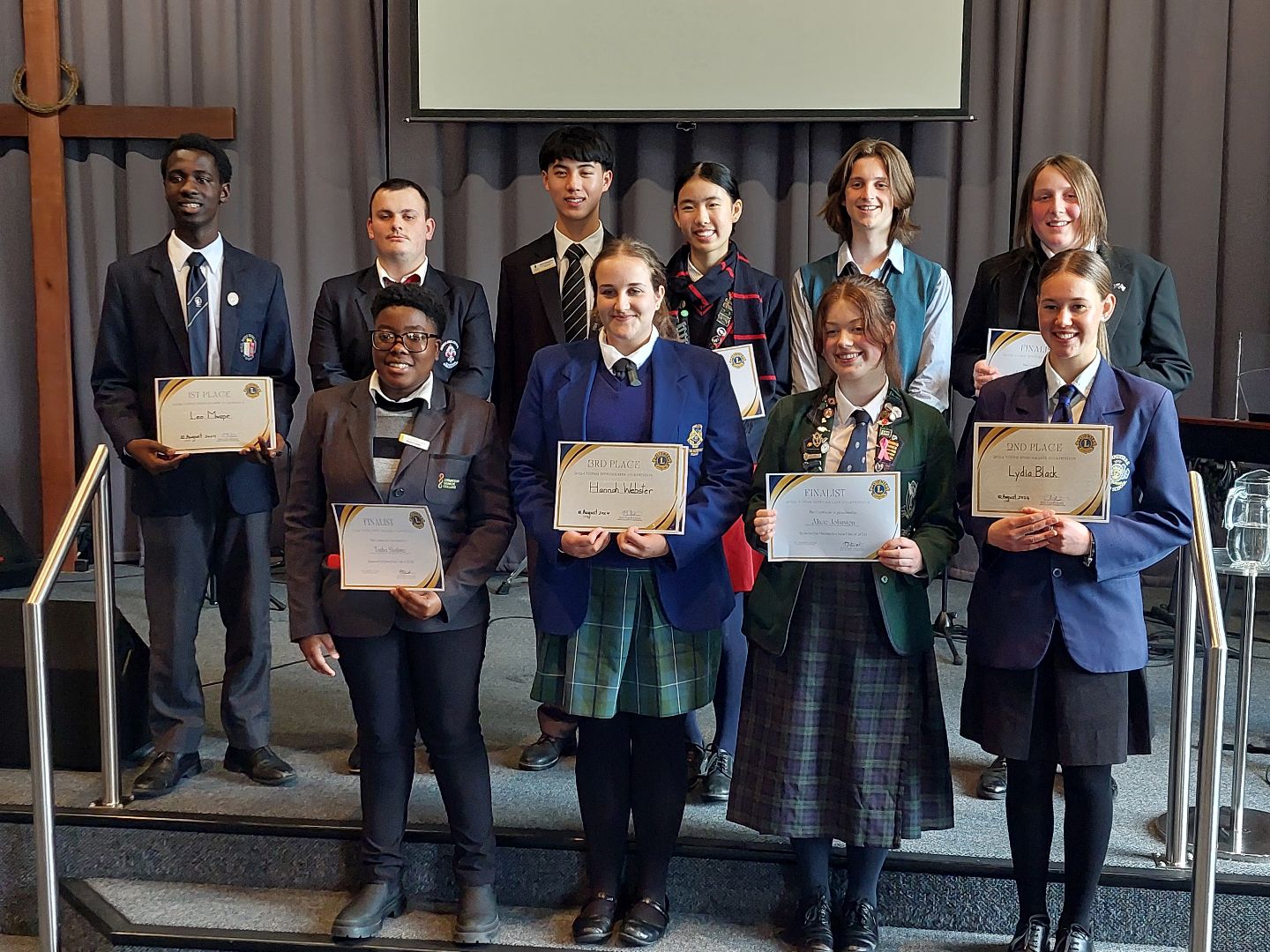 2024  Finalists - back row - L Mwape, J Fergusson, D Zhao, J Li, J Watson, M Walker-Kinnell. Front row - T Shahwe, H Webster, A Johnston, L Black.jpg
